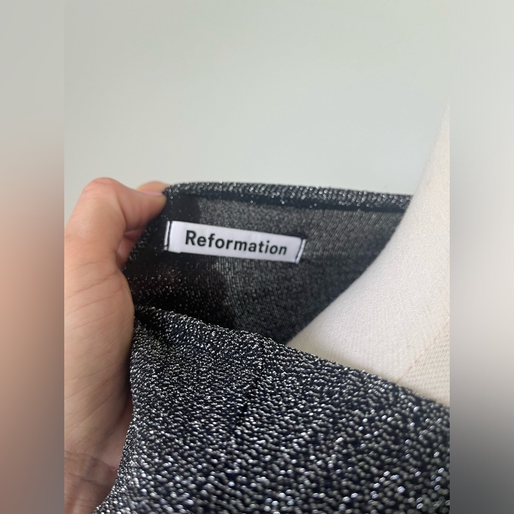 Reformation Gray Sparkly Riley Mini Dress - Picture 8 of 9